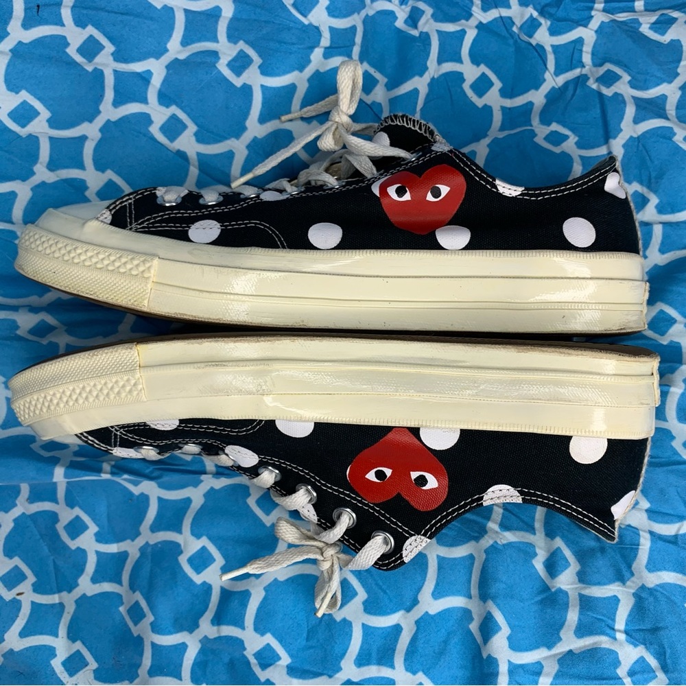 Mens size 10 Converse Comme Des Garcons polka dot print low top CDG chuck taylor - Picture 9 of 10